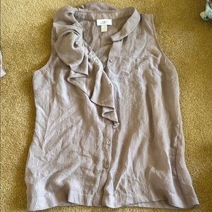 LOFT Ann Taylor Women's Sleeveless Ruffle Top - Taupe